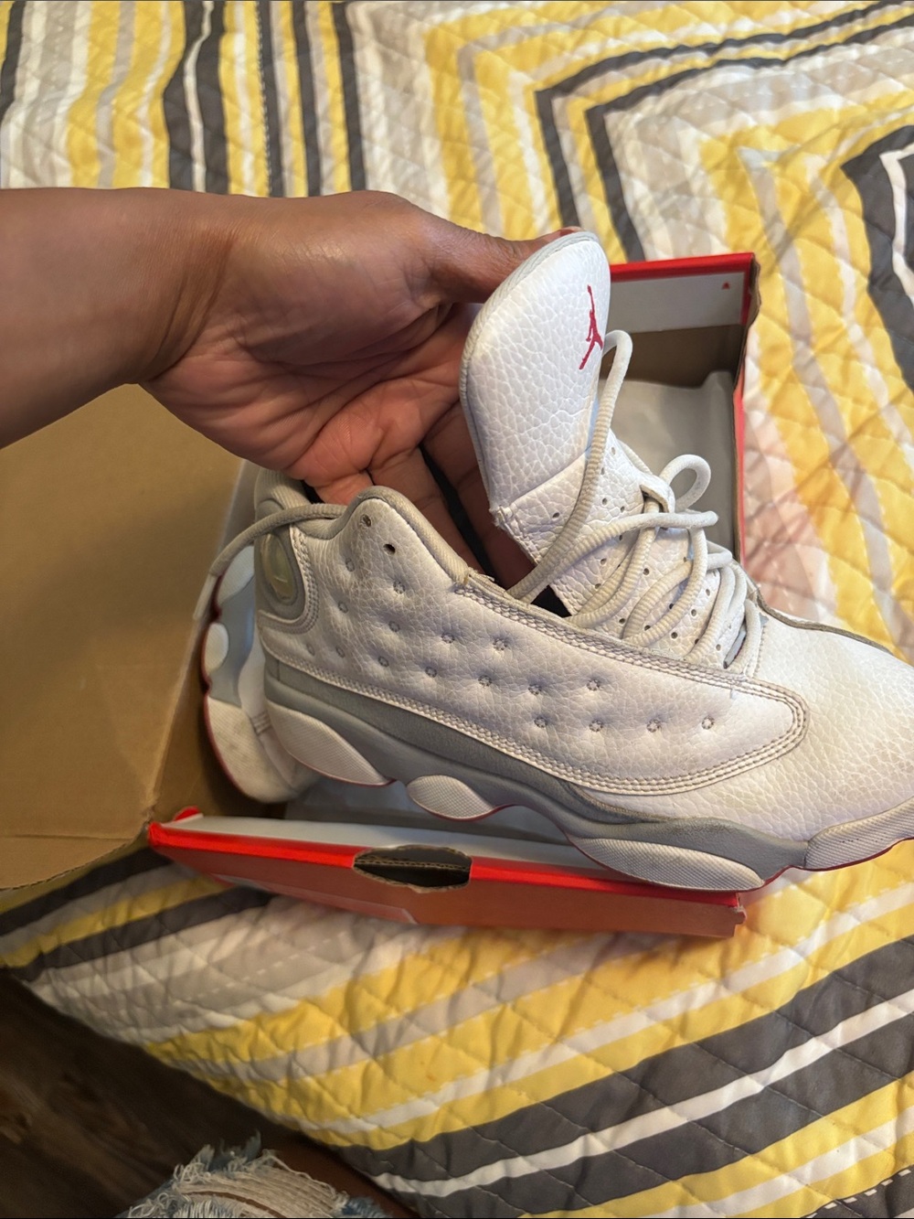 Jordan kid’s White and Light Gray Retro Basketball Sneakers